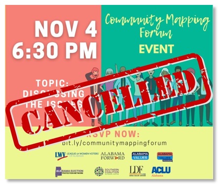 Facebook post - Community Mapping Forum Nov. 4 cancelled